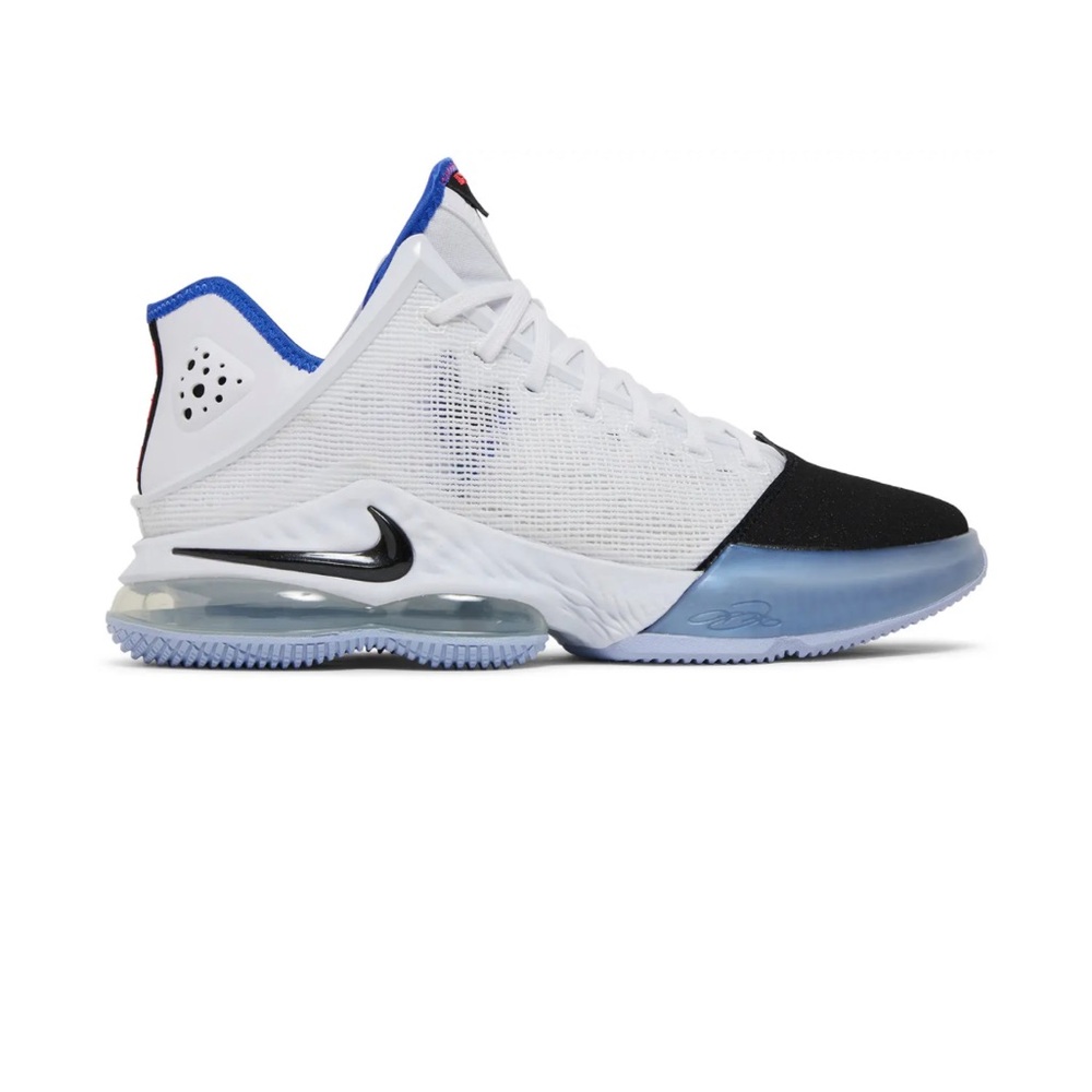 Men’s LeBron XIX 19 Low Black Toe White Blue Sneakers Basketball DH1270-100